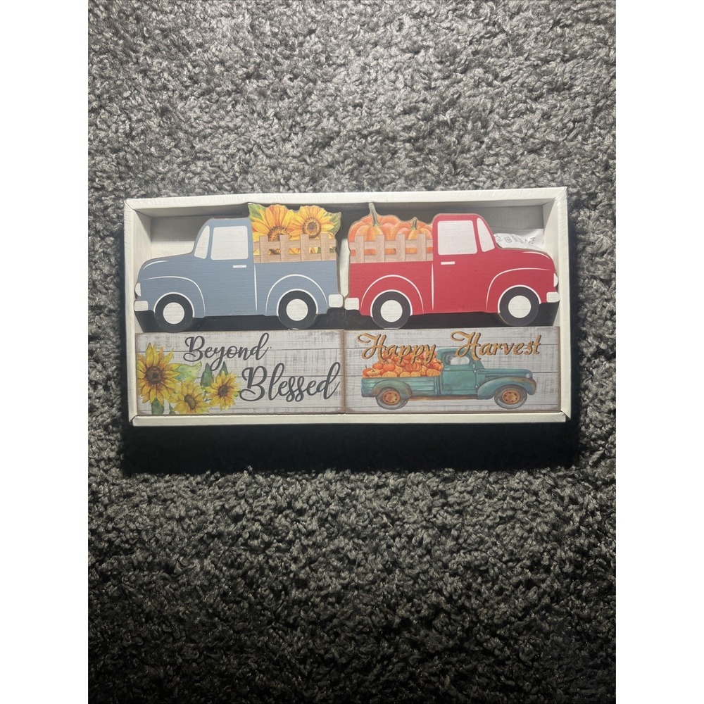 Cute Thanksgiving, Fall, Harvest Decor, Four Pc Wood Set. Beyond Blessed‎ Trucks